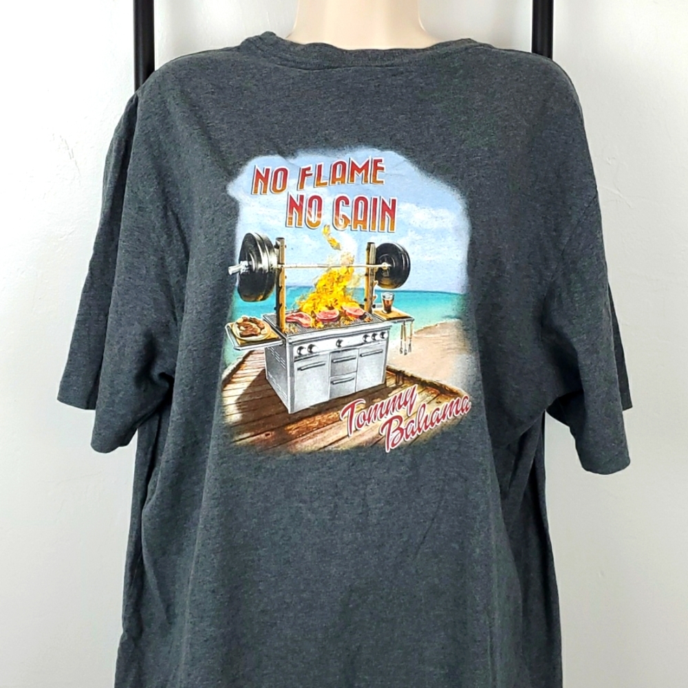 Tommy Bahama No Flame No Gain Graphic T Shirt Gray L